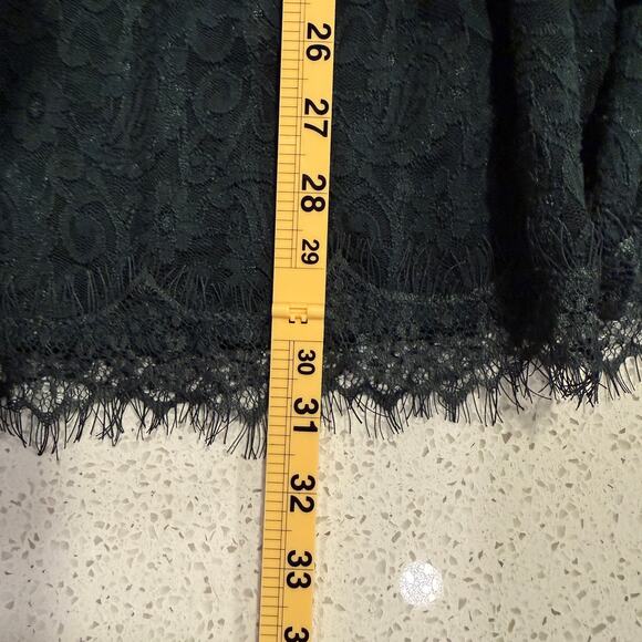 Free People Pearl Lace Mini Dress Forest Green XS Long Sleeve V Neck Holiday - Picture 10 of 10